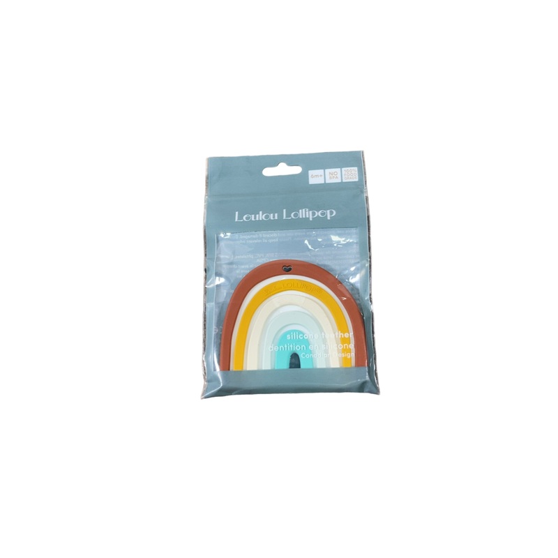 LouLou Lollipop Silicone Teether, Neutral Rainbow