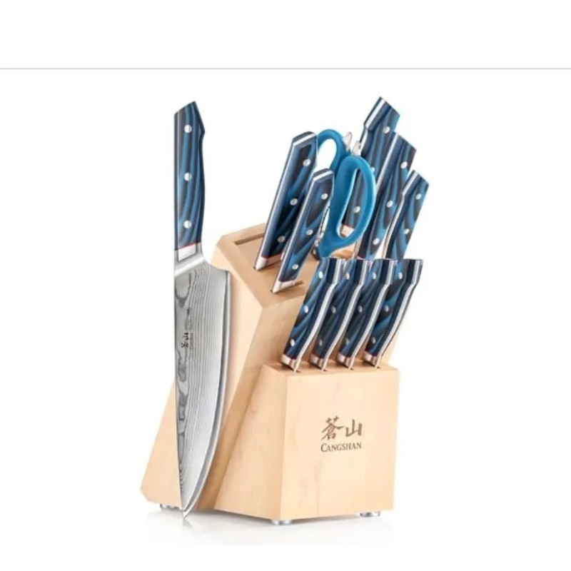 Cangshan Seagull Series 12-Piece Knife Block Set, X-7 Steel (See Description)