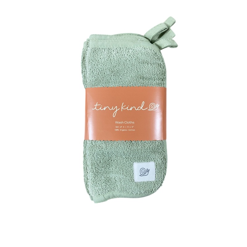 Tiny Kind Organic Washcloths 4 Pack, Desert Sage