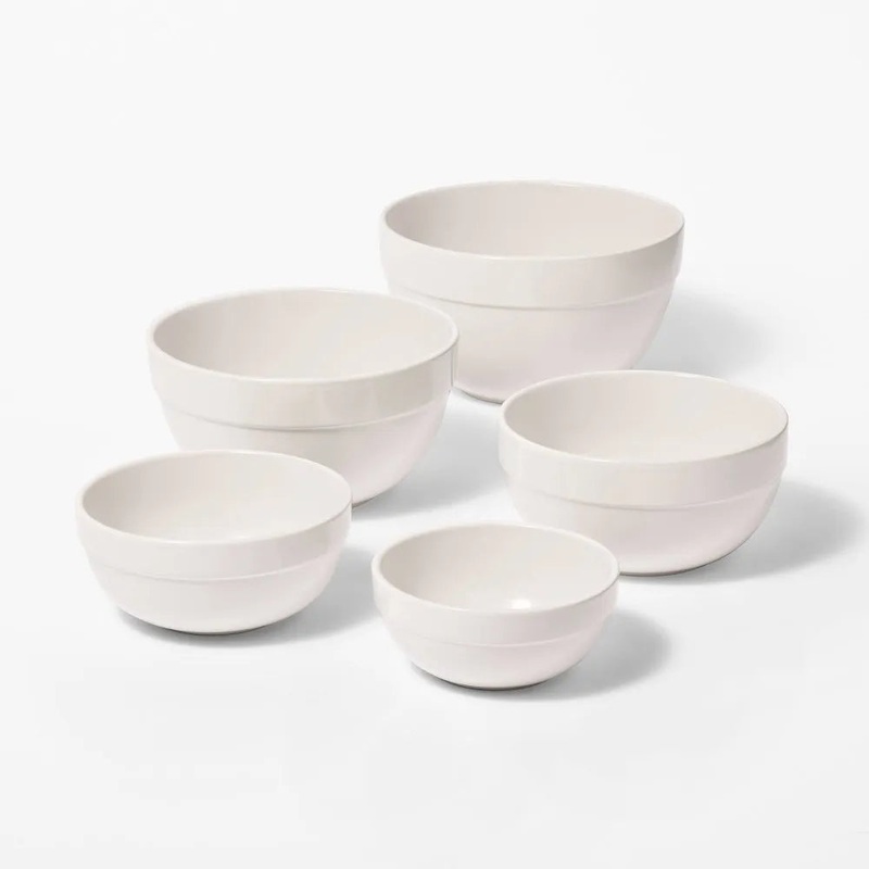 5pc Earthenware Ceramic Mixing Bowl Set