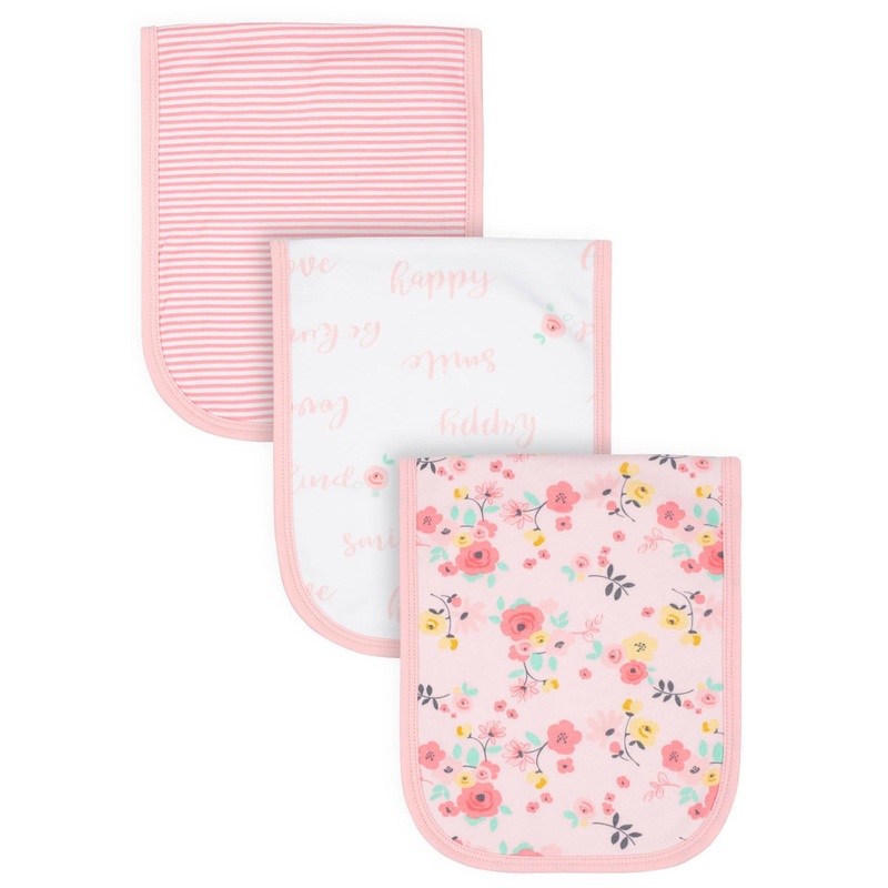 3-Pack Baby Girls Love You Organic Burp Cloths