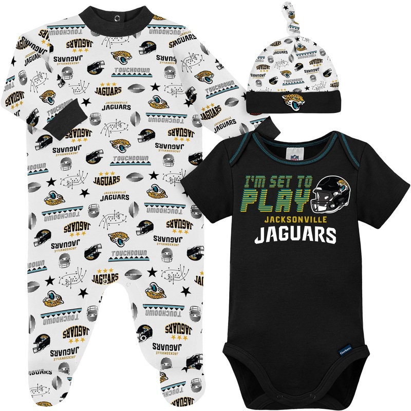 3-Piece Baby Boys Jaguars Bodysuit, Sleep ‘N Play & Cap Set