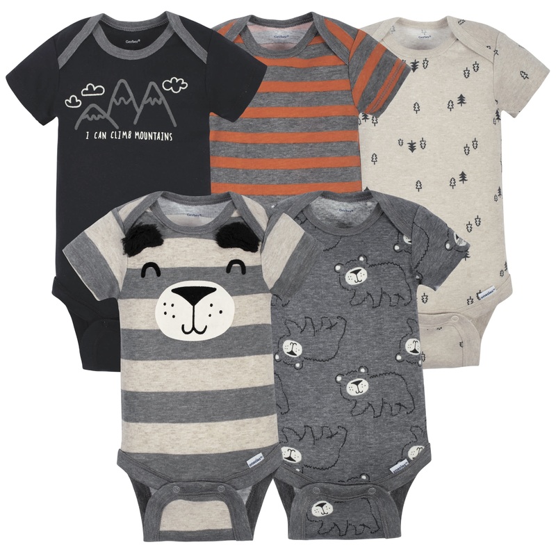 5-Pack Baby Boys Bear Short Sleeve Onesies Bodysuits