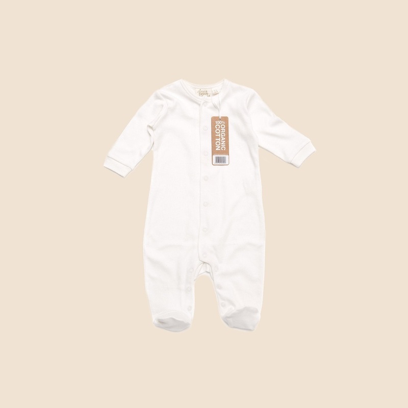 Little Green Radicals Natural Long Sleeve Babygrow – Cream