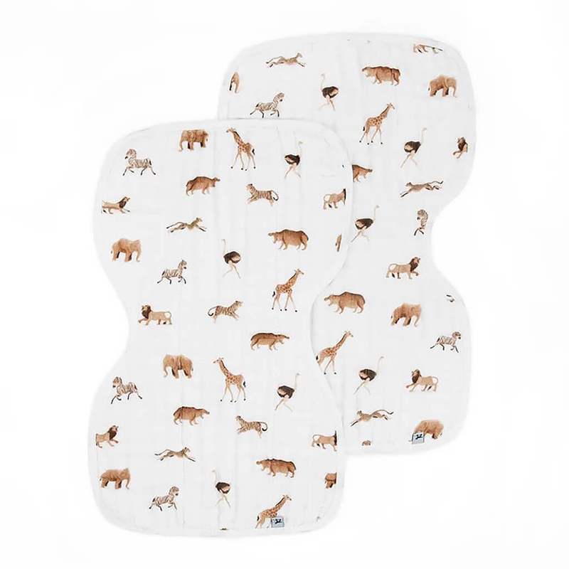 2-Pack Organic Cotton Burp Cloth Animal Crackers