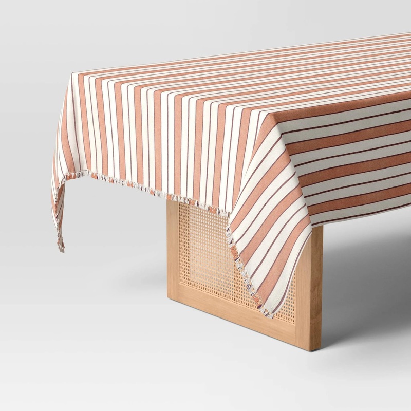 84″x60″ Striped Tablecloth – Rust