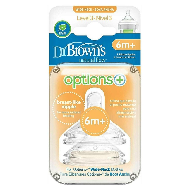 Dr Browns Wide-Neck Options+ Level 3 Teats, Pack of 2