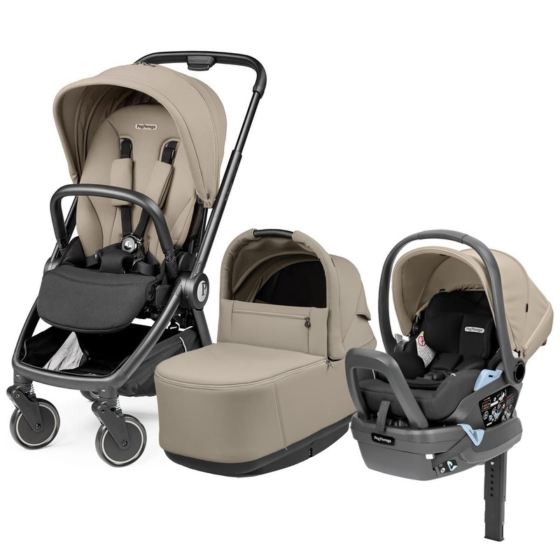 Peg Perego City Loop Stroller + Bassinet +  Primo Viaggio Lounge Travel System Bundle – Black / Vanilla Blend / Vanilla Blend