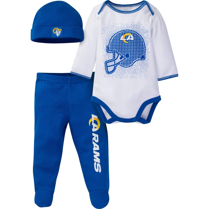 3-Piece Baby Boys Rams Bodysuit, Footed Pant, & Cap Set
