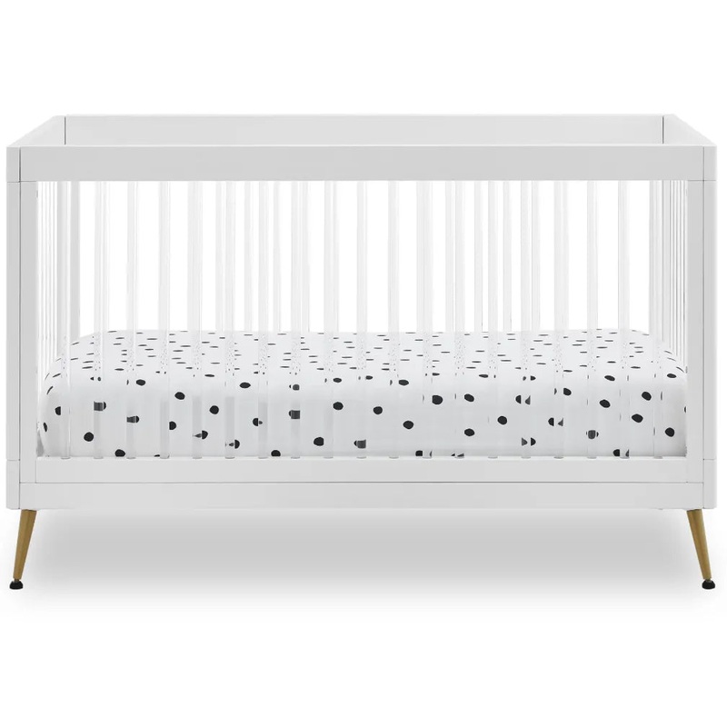 Sloane 4-in-1 Acrylic Convertible Crib – Bianca White/Bronze