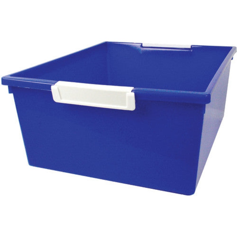 Tattle Tray with Label Holder, 12 Qt., Blue