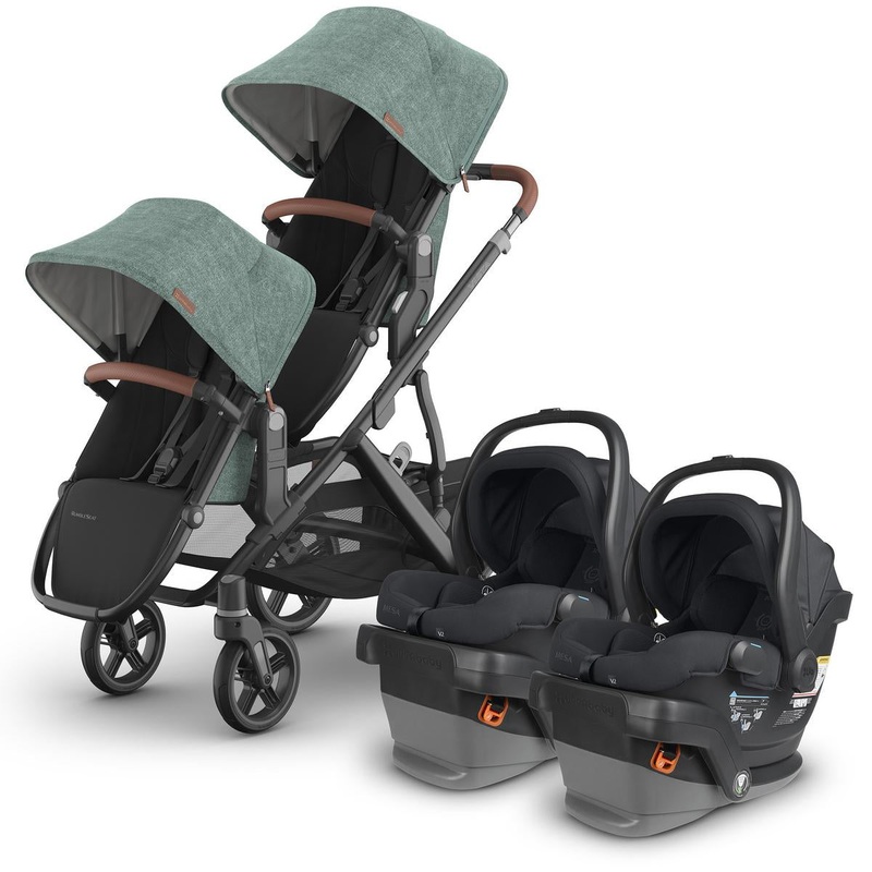 UPPAbaby Vista V3 Twin Stroller with RumbleSeat V3 + Mesa V2 Travel System Bundle – Gwen / Jake