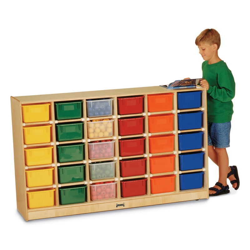 Jonti-Craft 30 Cubbie-Tray Mobile Storage – with Colored Trays