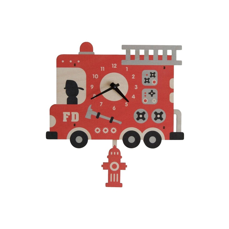 Popclox Fire Truck Pendulum Clock – Wood