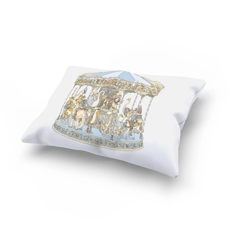 Satin Cushion Carousel Blue