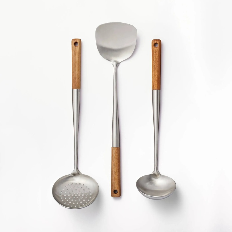 3pc Wok Tools Set Brown