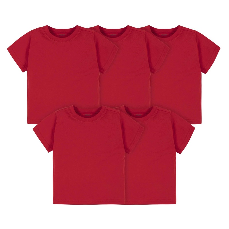 5-Pack Infant & Toddler Red Premium Short Sleeve Tees