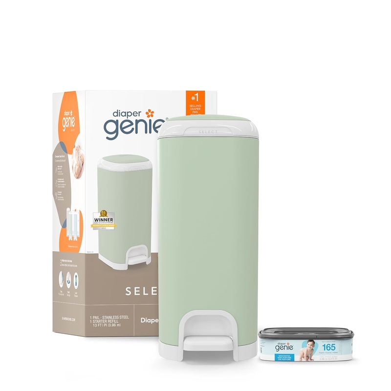 Diaper Genie Select Diaper Pail Gift Set, Sage Green