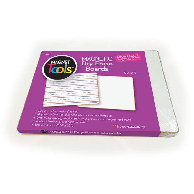 Magnetic Dry-Erase Boards (double-sided ruled/blank), Set of 5