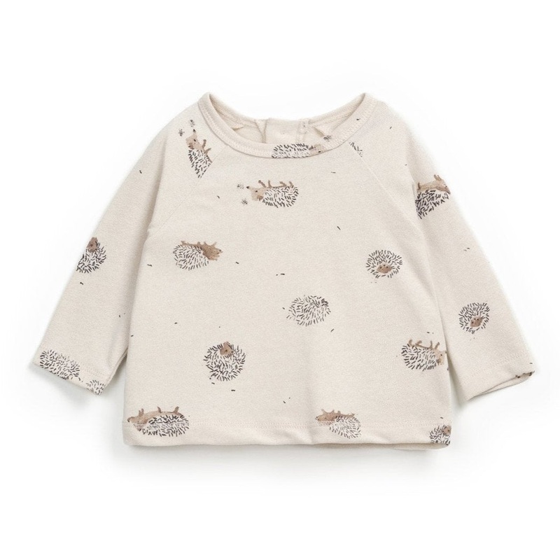 Play Up – Organic Long Sleeve Top – Cream Hedgehogs