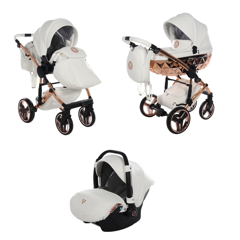 JUNAMA HANDCRAFT WHITE ROSE GOLD – 3IN1 (INCLUDES CAR SEAT)