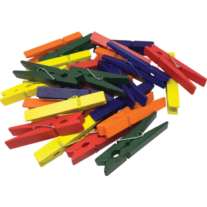 STEM Basics: Medium Multicolor Clothespins – 50 Count