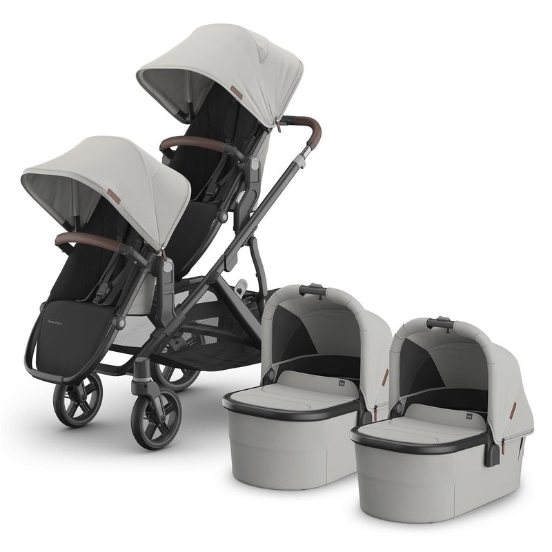 UPPAbaby Vista V3 Twin Stroller with RumbleSeat V3 + Bassinet Bundle – Savannah