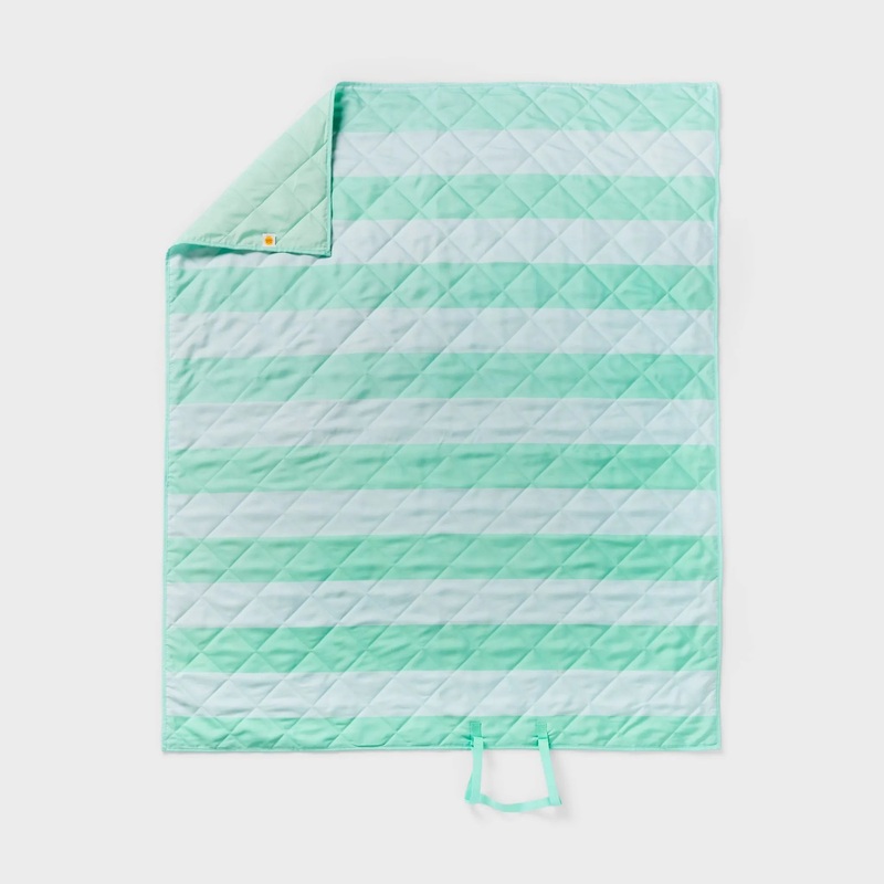 Mint Striped Picnic Blanket