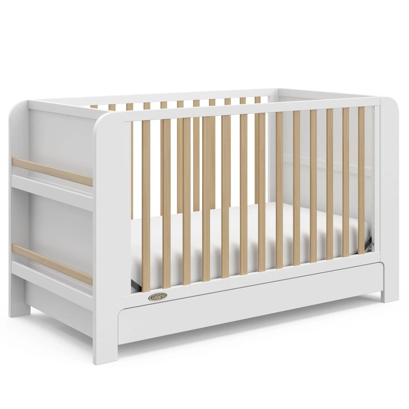 Read With Me 4-in-1 Convertible Crib with Drawer – White/Driftwood