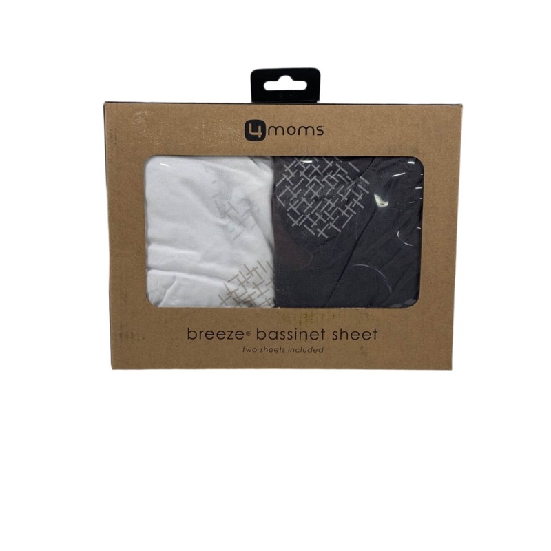 4moms Breeze Bassinet Sheet, 2 Pack, White & Grey Crosshatch