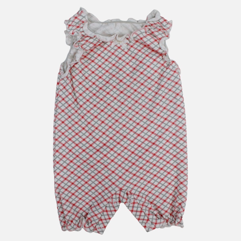 Baby Girls Cotton Romper – Red Checkered