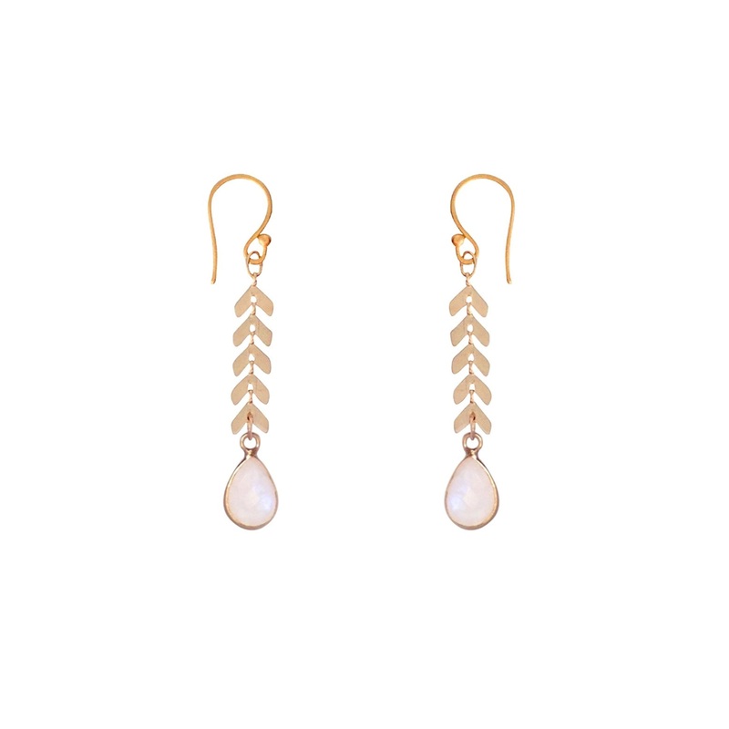 Bronwen Cascade Drop Earring Rainbow Moonstone