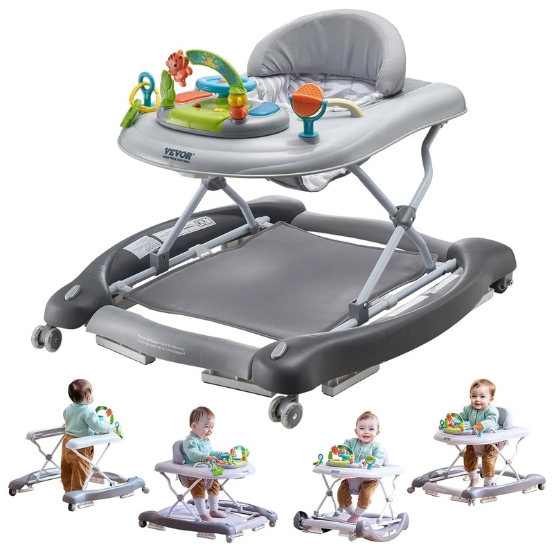 VEVOR 4-in-1 Baby Walker, Foldable Baby Activity Center with Wheels