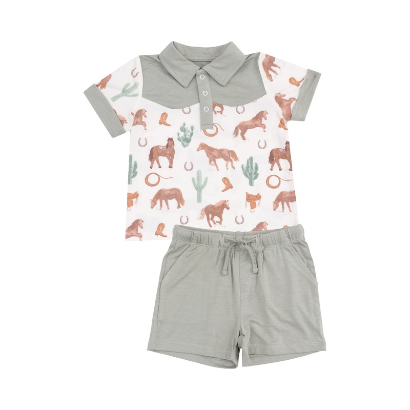 Cowboy Polo Shirt and Short Set – Western Horses