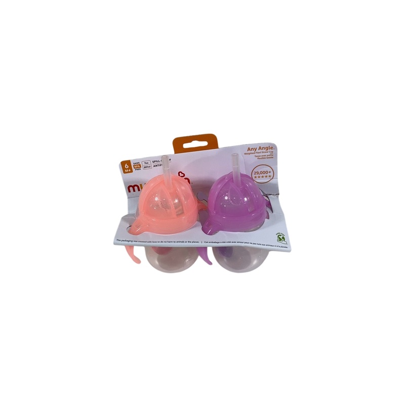 Munchkin Any Angle Click Lock Weighted Straw Trainer Cup, Pink/Purple, 2 Pack, 7oz