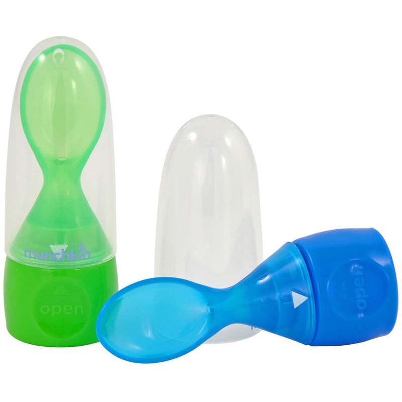 Munchkin Click Lock Food Pouch Spoons, 2-pk – Green/Blue