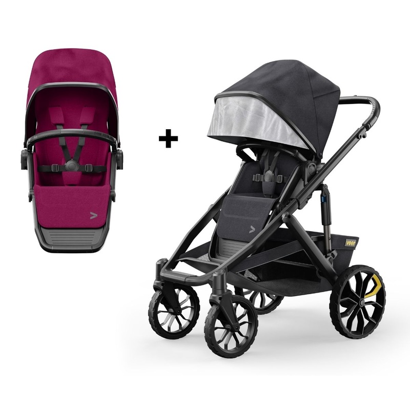 Veer Switch&Roll Single-to-Double Stroller + Color Kit Bundle – Pink Agate