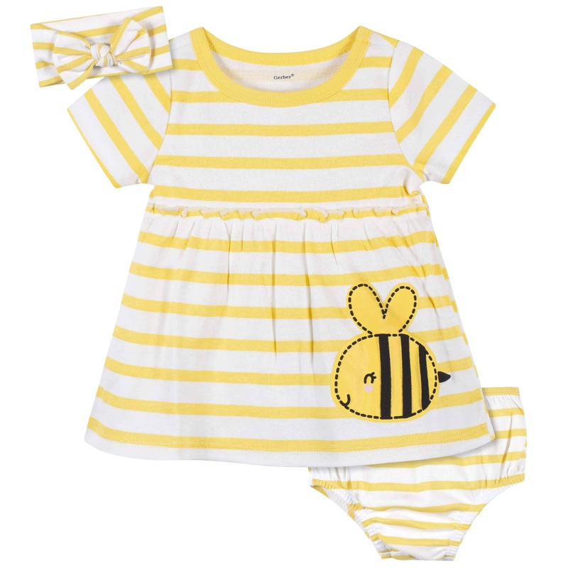 3-Piece Toddler Girls Bee Garden Dress Set, 5T