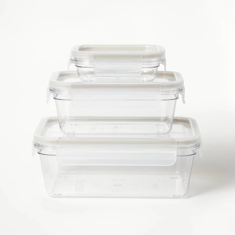 6pc (set of 3) Tritan Plastic Rectangle Food Storage Container Set Clear