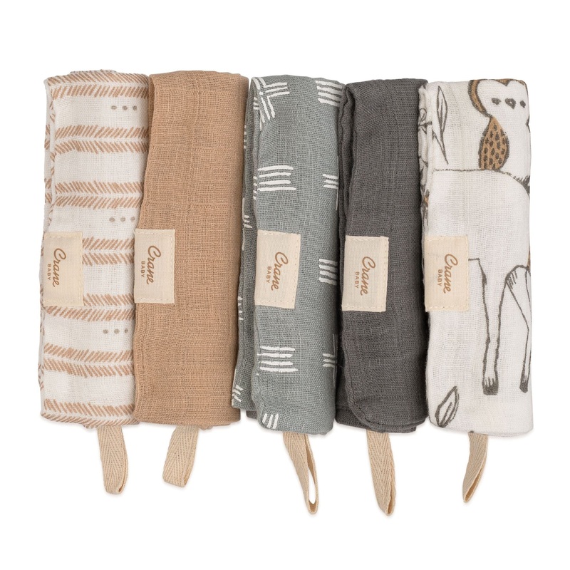 Crane Baby Ezra 5-pc. Wash Cloth Set (Woodland Animal)