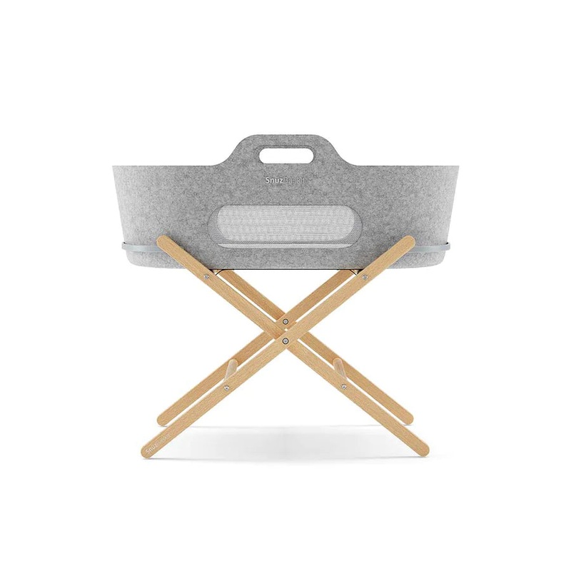 SnuzBaskit Moses Basket + Stand Set – Light Grey/Natural