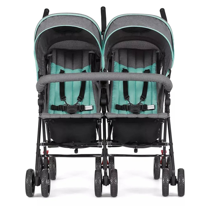 Volgo Twin Umbrella Stroller – Mint and Dark Grey