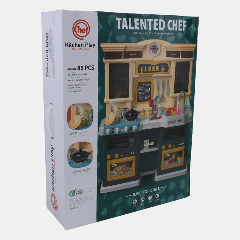 Kitchen Play Set with Light, Music, and Electric Water Faucet