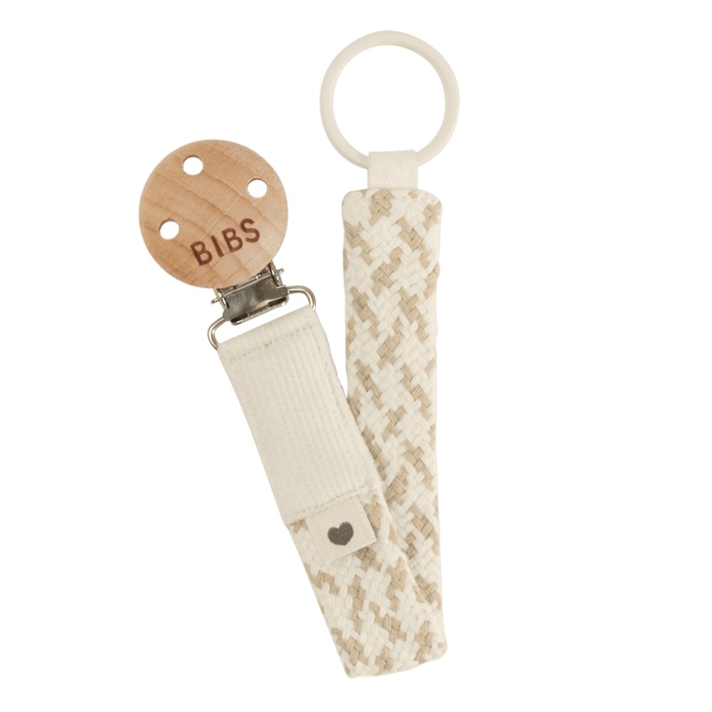 BIBS Pacifier Clip Braided Ivory/Vanilla