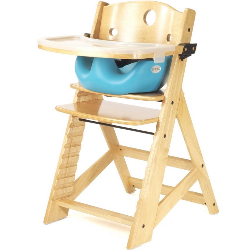 Keekaroo Height Right High Chair & Infant Insert – Natural/Aqua