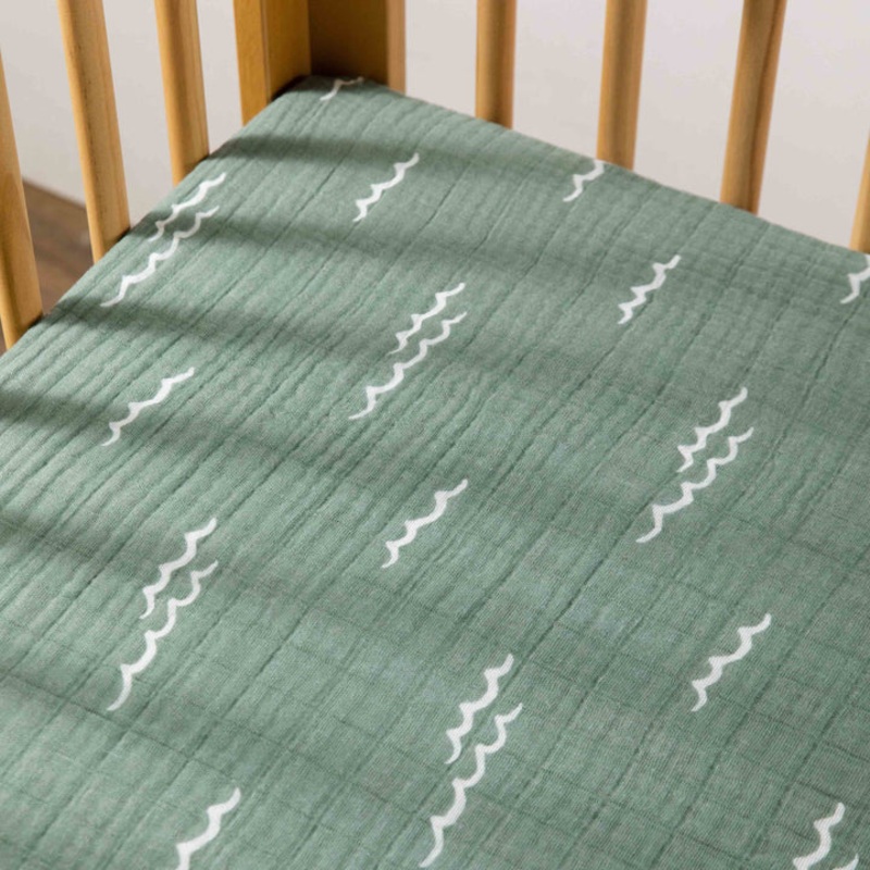Muslin Crib Sheet-Ocean Waves