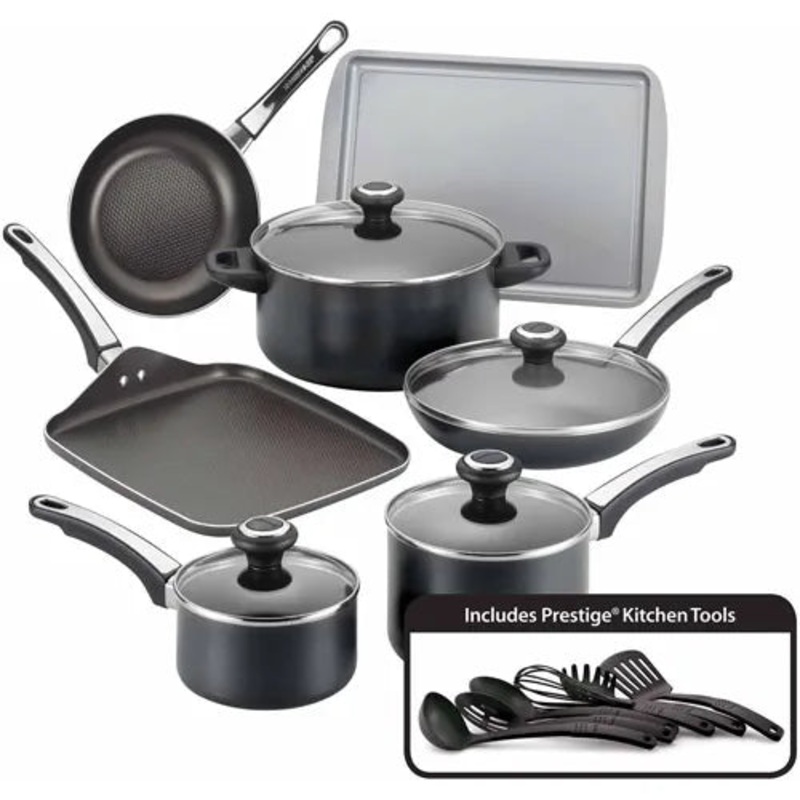 Farberware High Performance 17 Pc. Nonstick Cookware Set, Black