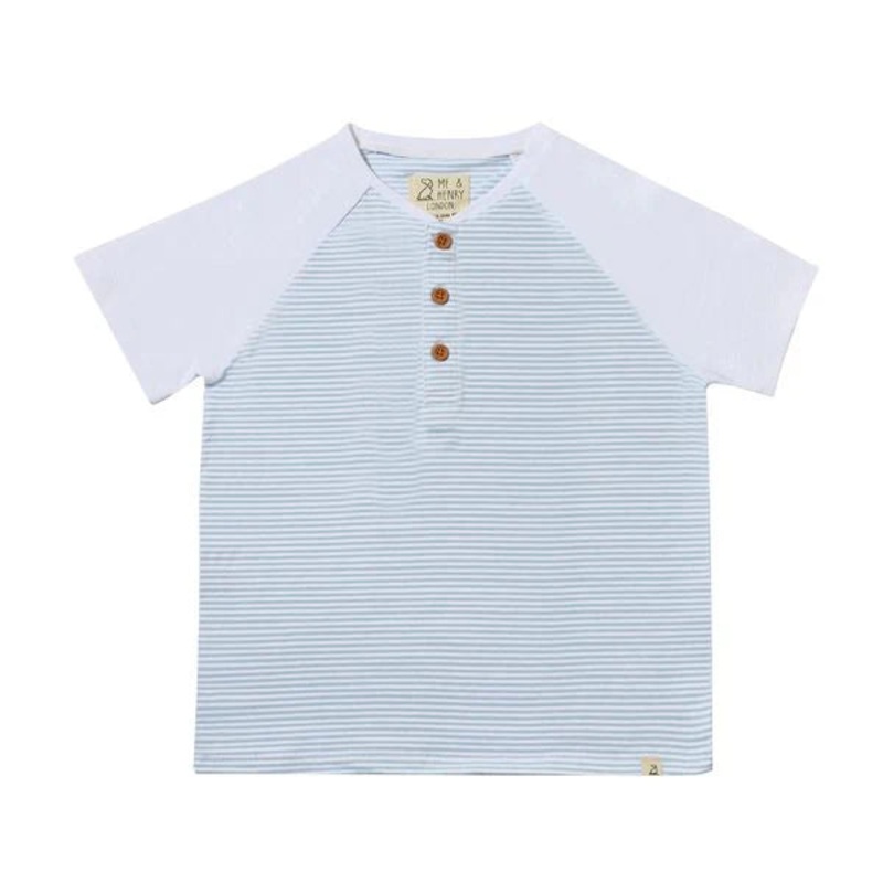Beacon Raglan Henley – Blue & White Stripe