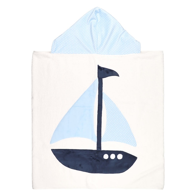 Big Towel White/Baby Blue Sailboat