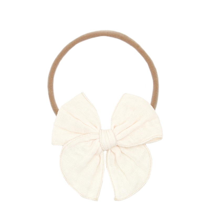 Cloud Muslin Heirloom Bow – Cream Headband